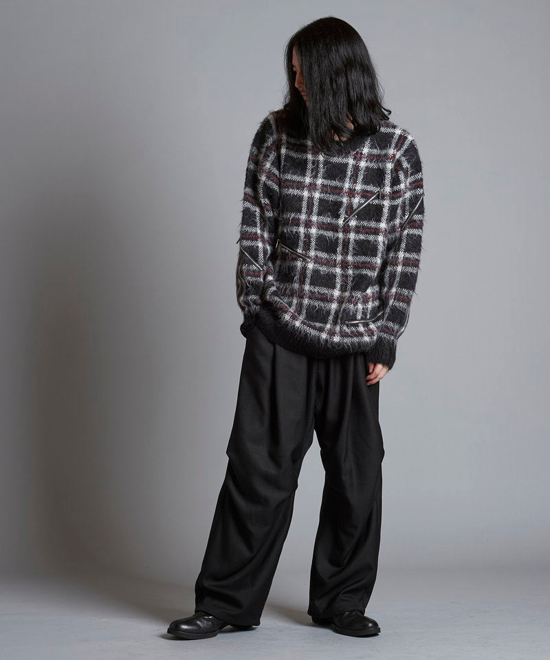 ZIP CHECK KNIT BIG-PO