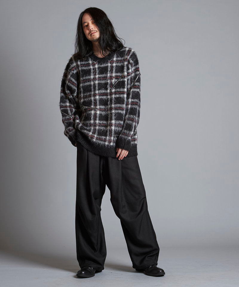 ZIP CHECK KNIT BIG-PO