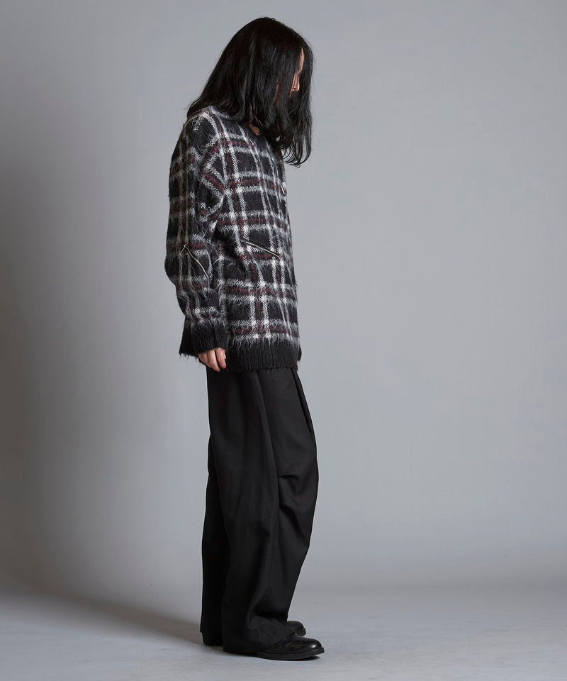 ZIP CHECK KNIT BIG-PO