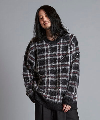 ZIP CHECK KNIT BIG-PO