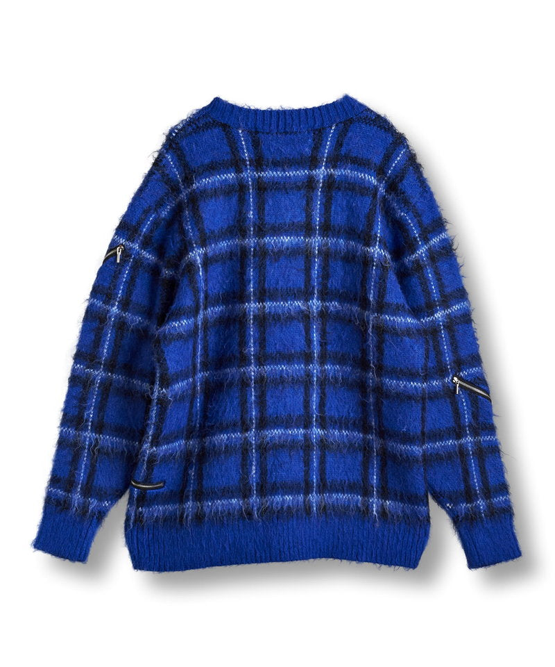 ZIP CHECK KNIT BIG-PO