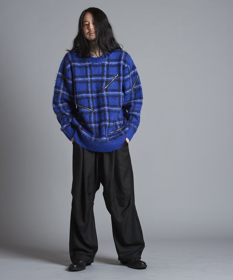 ZIP CHECK KNIT BIG-PO