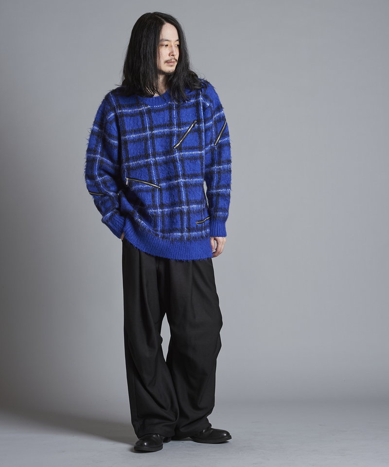 ZIP CHECK KNIT BIG-PO