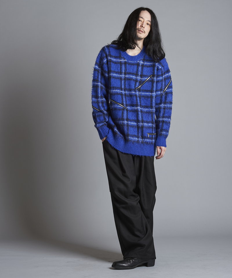 ZIP CHECK KNIT BIG-PO