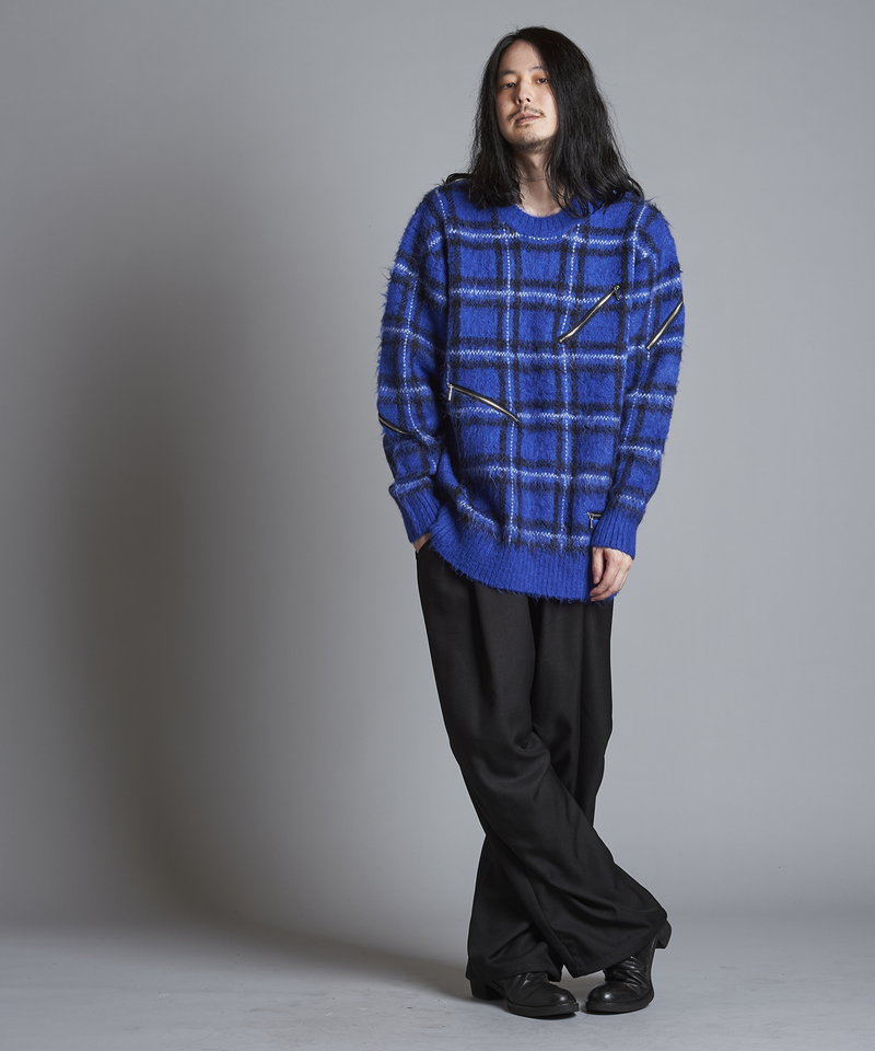 ZIP CHECK KNIT BIG-PO