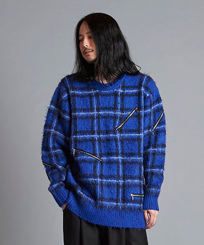 ZIP CHECK KNIT BIG-PO