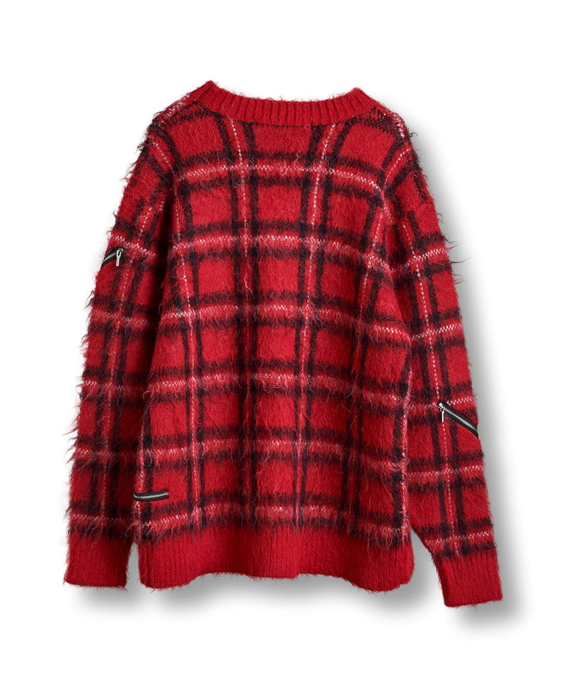 ZIP CHECK KNIT BIG-PO