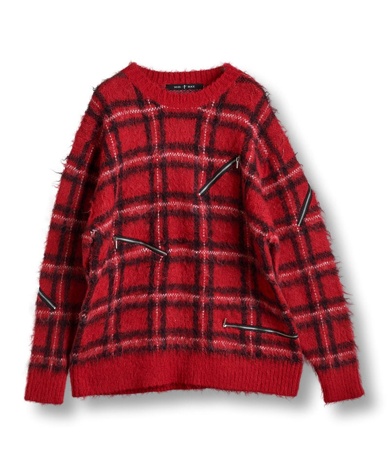 ZIP CHECK KNIT BIG-PO