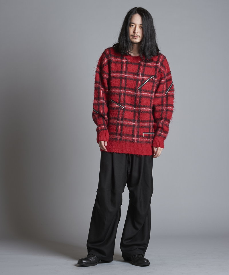 ZIP CHECK KNIT BIG-PO