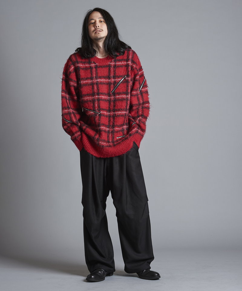 ZIP CHECK KNIT BIG-PO