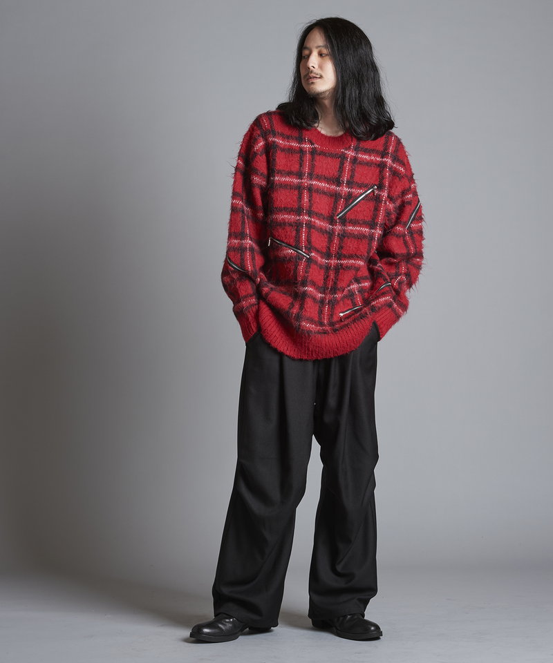 ZIP CHECK KNIT BIG-PO