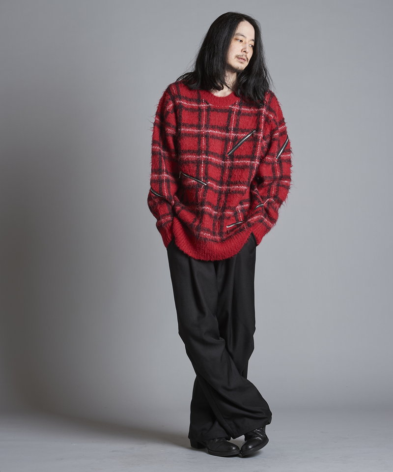 ZIP CHECK KNIT BIG-PO