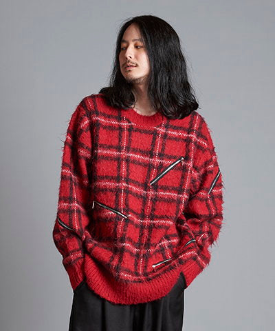 ZIP CHECK KNIT BIG-PO