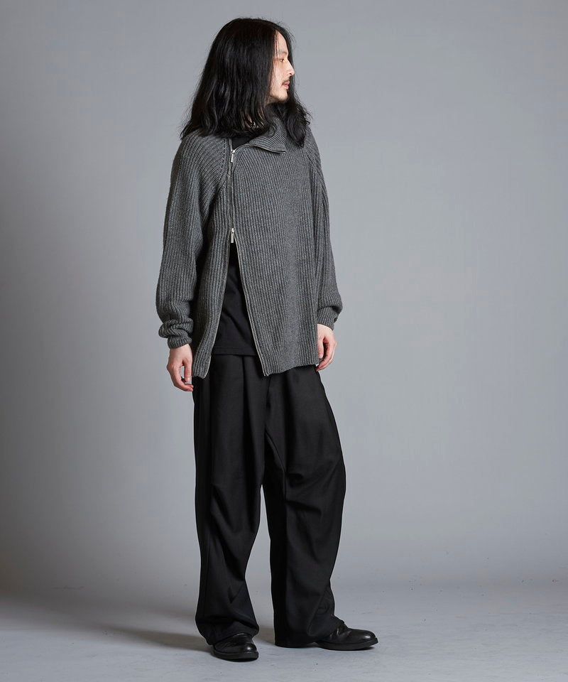 アシンメトリーZIPニットタートルネックCD