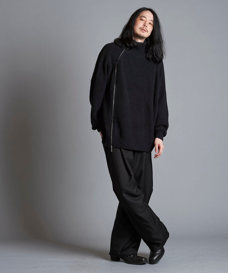 アシンメトリーZIPニットタートルネックCD