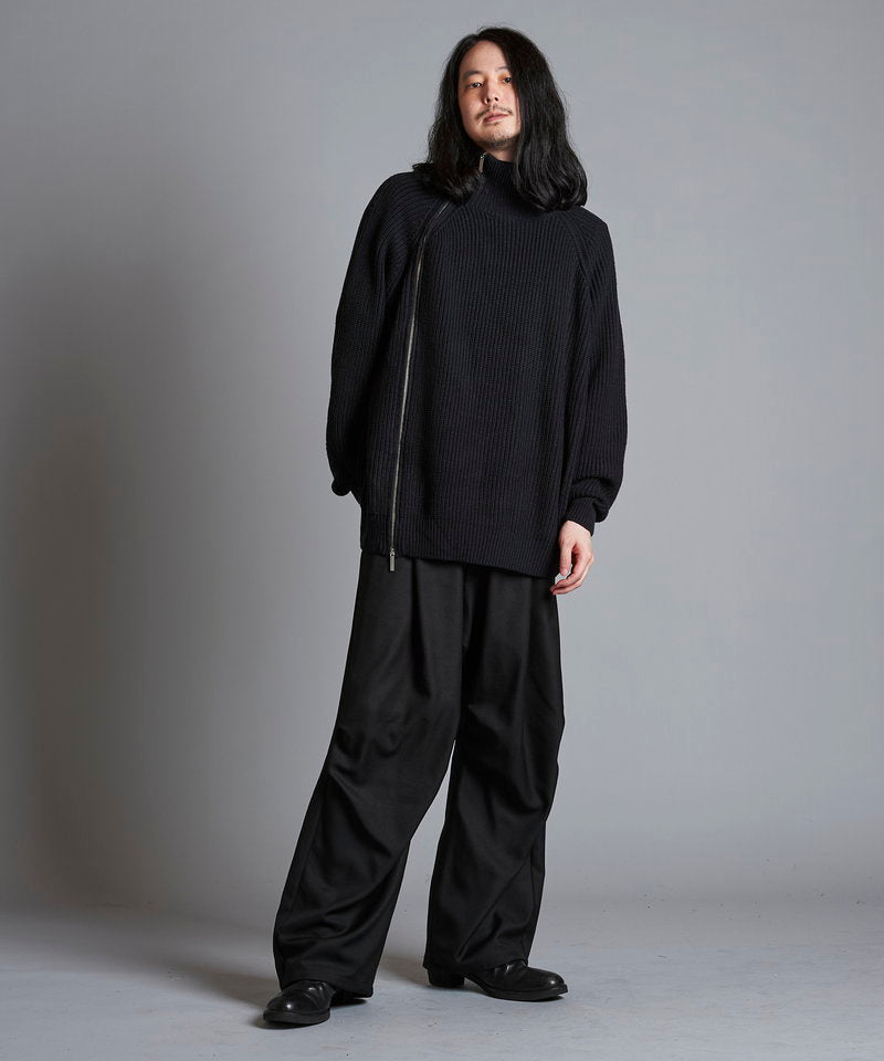 アシンメトリーZIPニットタートルネックCD