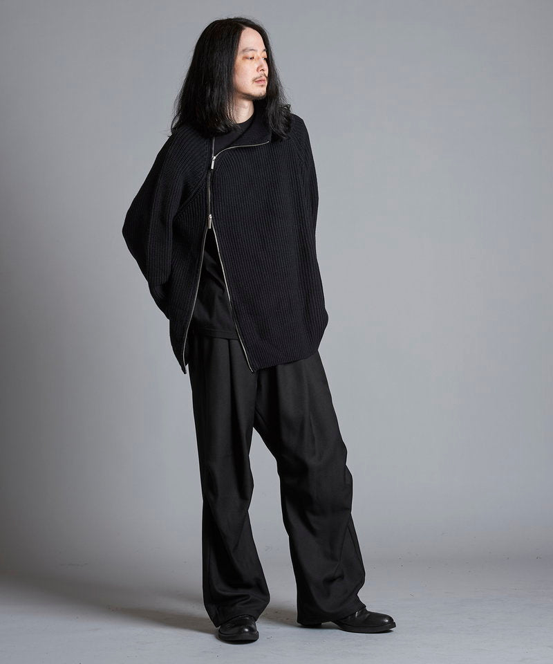 アシンメトリーZIPニットタートルネックCD