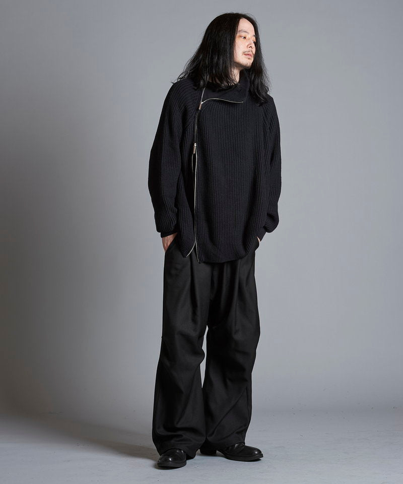 アシンメトリーZIPニットタートルネックCD
