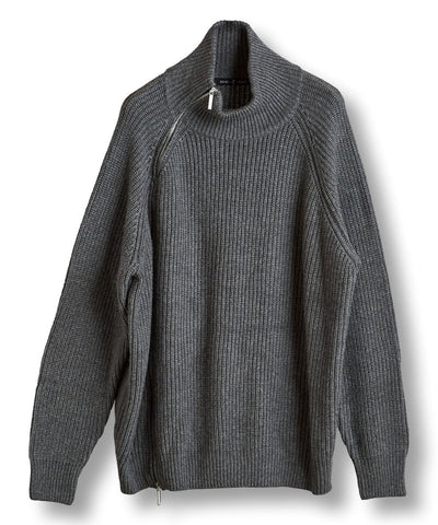 アシンメトリーZIPニットタートルネックCD