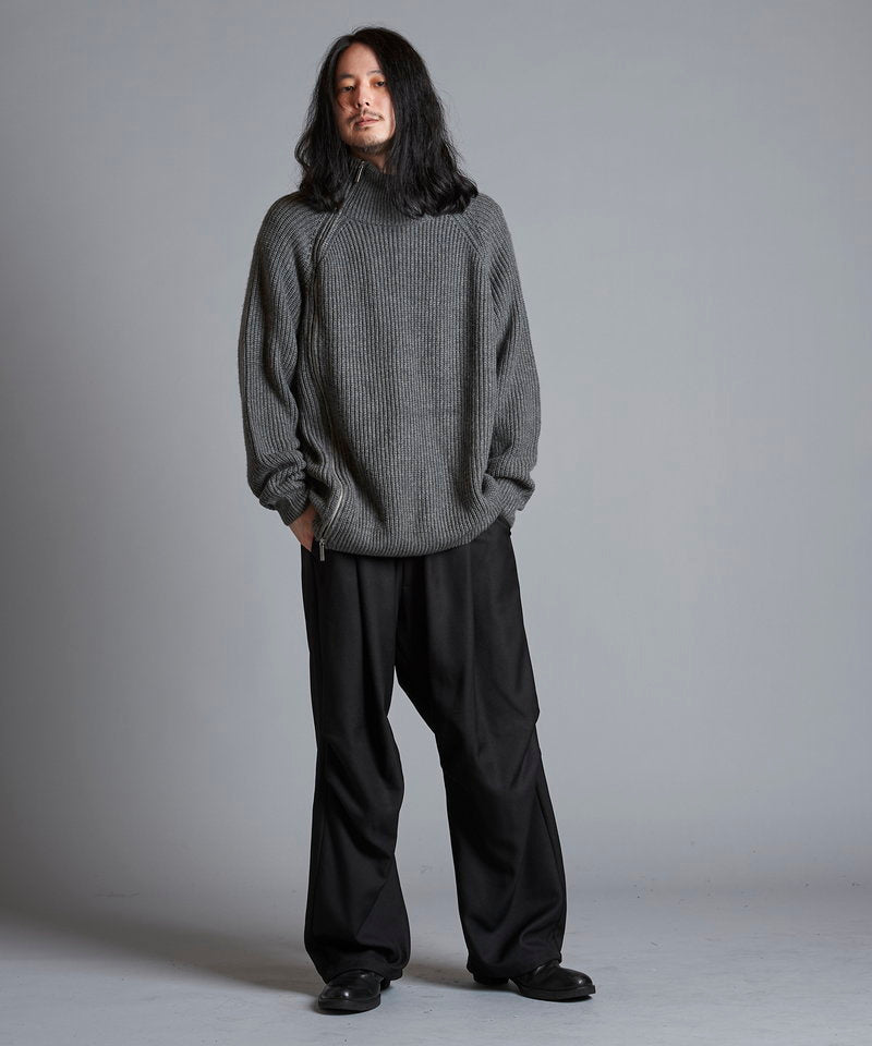 アシンメトリーZIPニットタートルネックCD