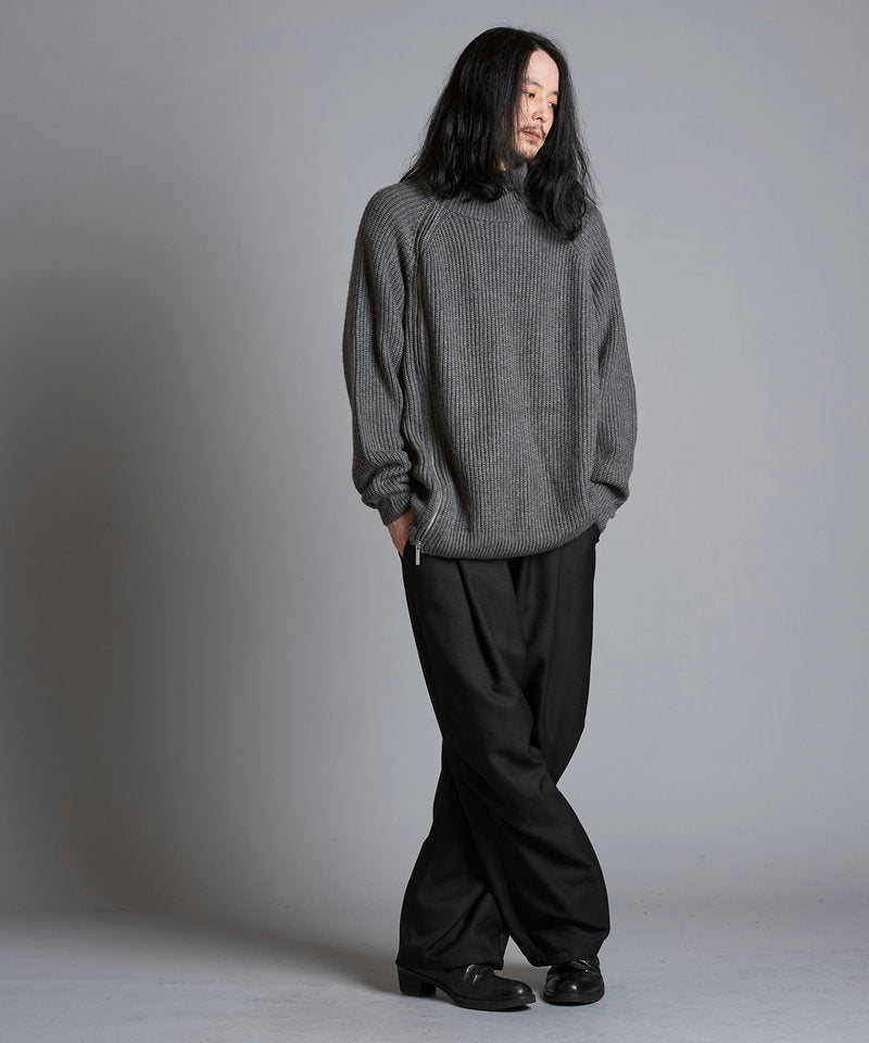 アシンメトリーZIPニットタートルネックCD