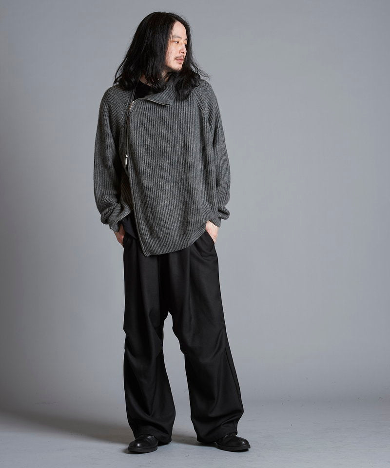 アシンメトリーZIPニットタートルネックCD