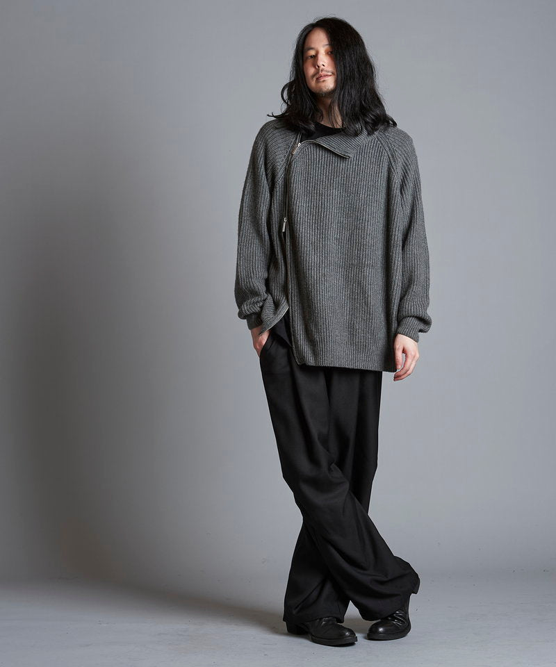 アシンメトリーZIPニットタートルネックCD