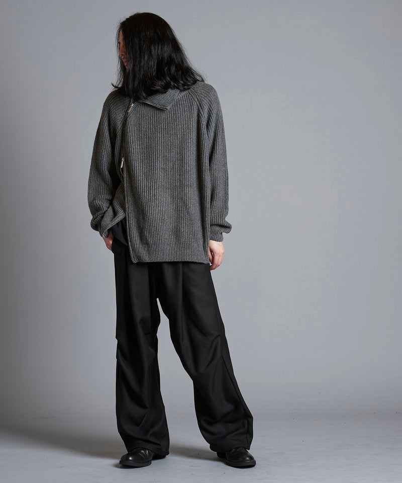 アシンメトリーZIPニットタートルネックCD