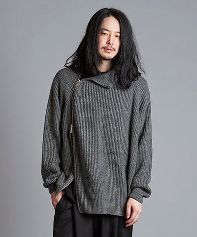 アシンメトリーZIPニットタートルネックCD