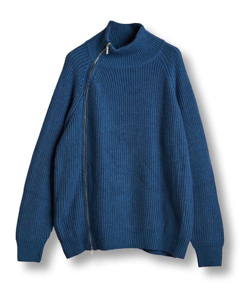 アシンメトリーZIPニットタートルネックCD