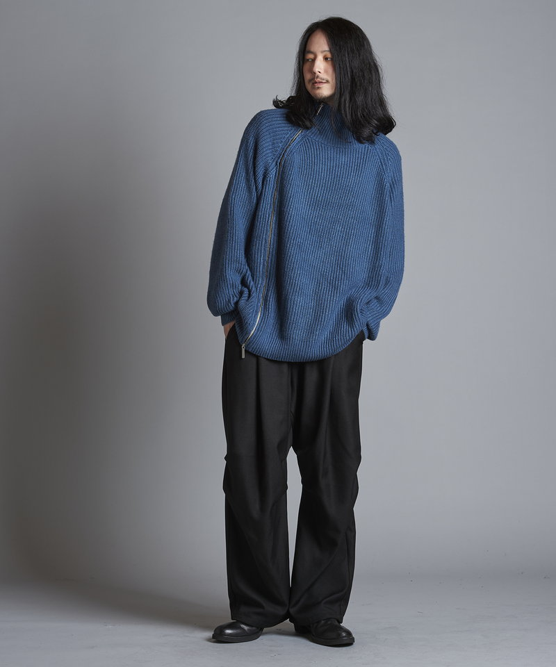 アシンメトリーZIPニットタートルネックCD
