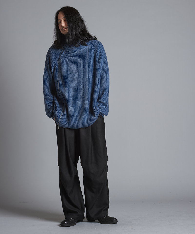 アシンメトリーZIPニットタートルネックCD