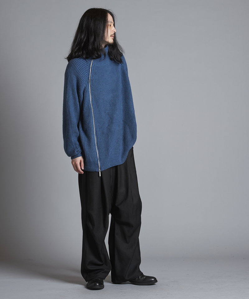 アシンメトリーZIPニットタートルネックCD