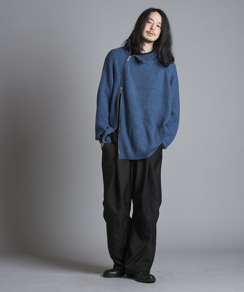 アシンメトリーZIPニットタートルネックCD