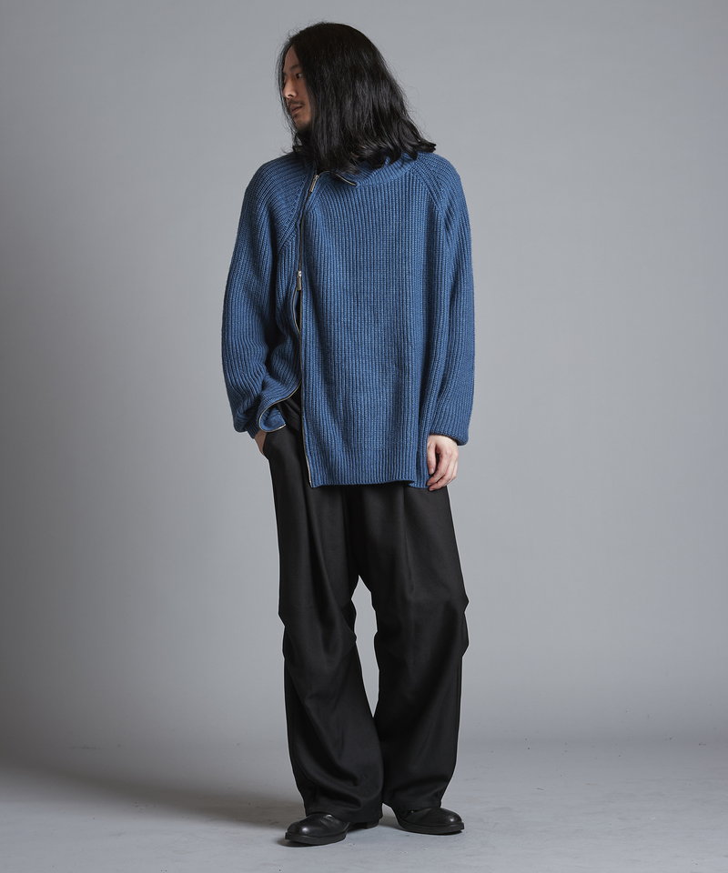 アシンメトリーZIPニットタートルネックCD