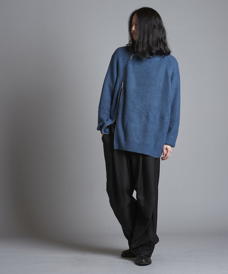 アシンメトリーZIPニットタートルネックCD