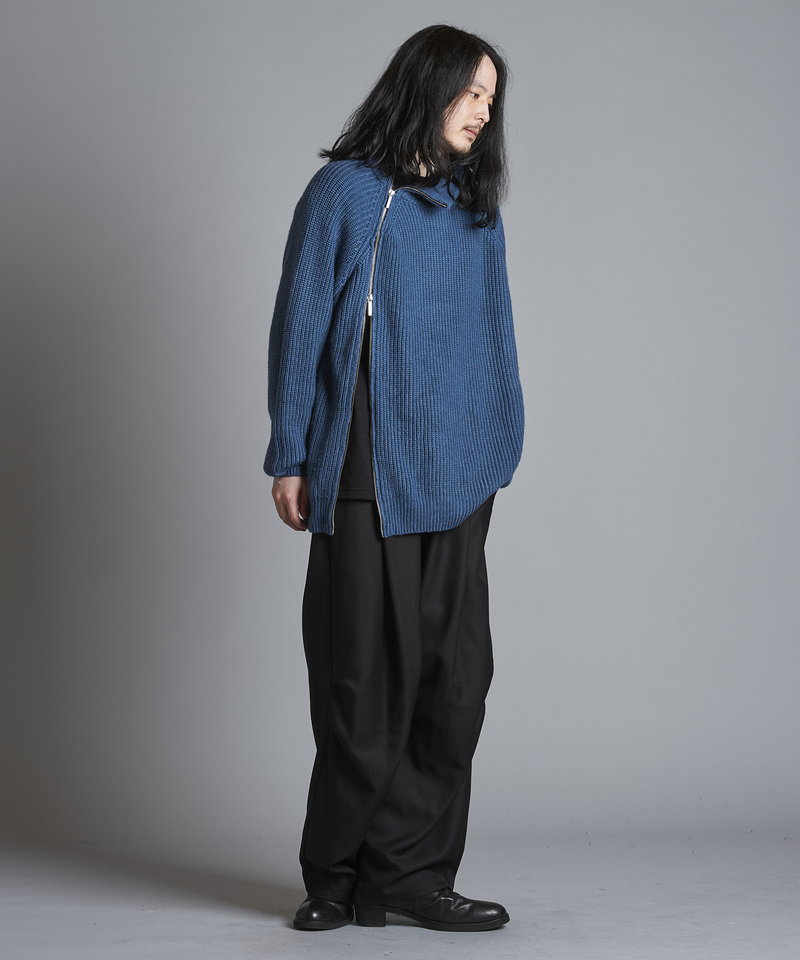 アシンメトリーZIPニットタートルネックCD