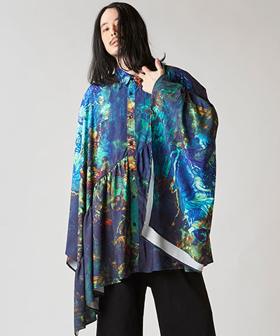 Asymmetrical Gathered Poncho SH