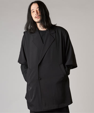 Back-tuck double-breasted poncho