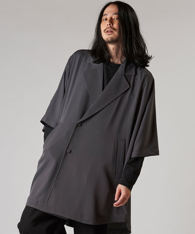 Back-tuck double-breasted poncho