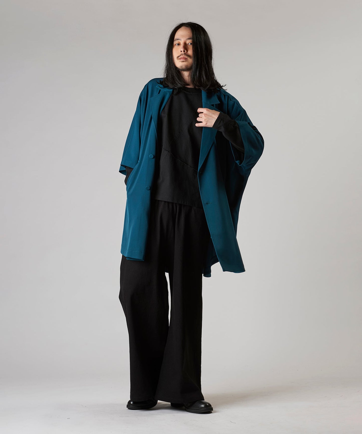 Back-tuck double-breasted poncho