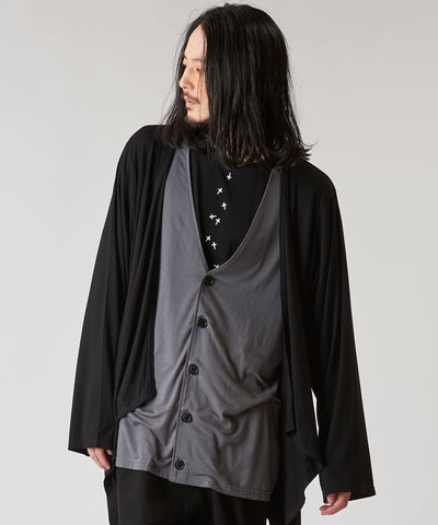 Layered draped cardigan