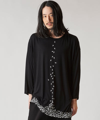 Drop cloth print 8/10 sleeve BIG-PO