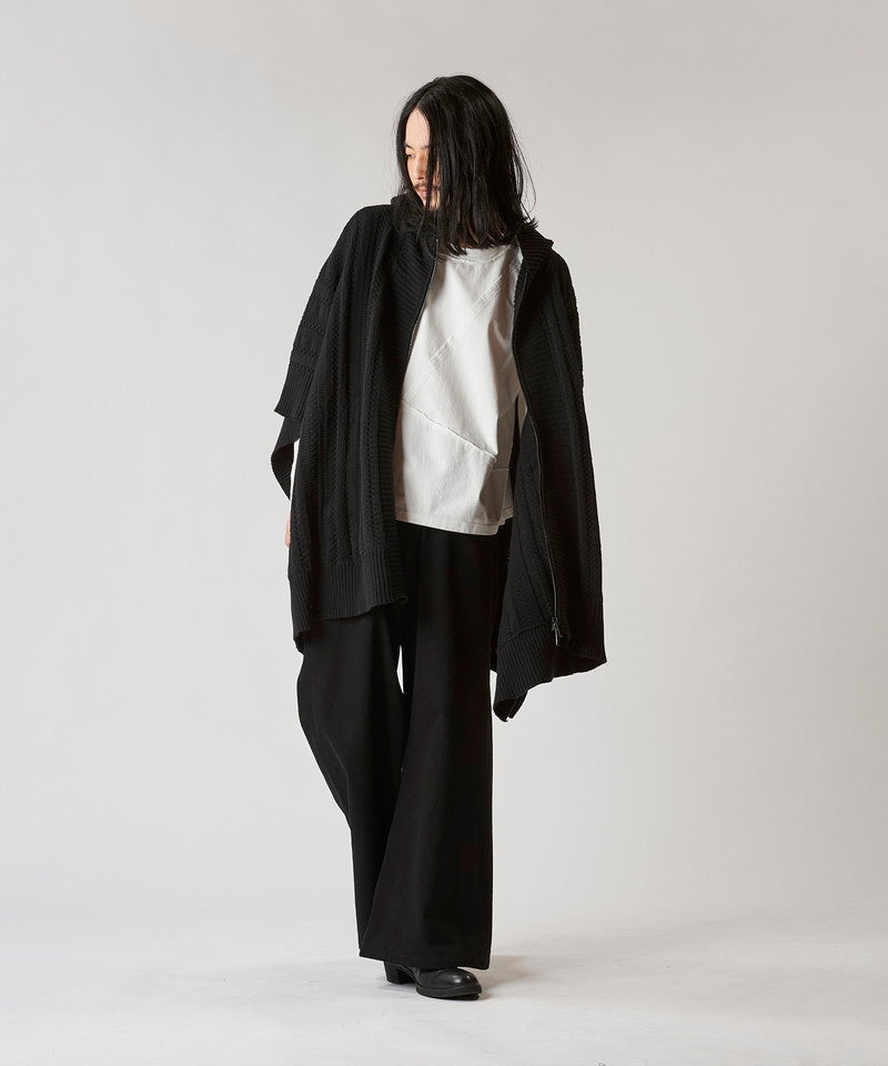 Hooded zip knit poncho