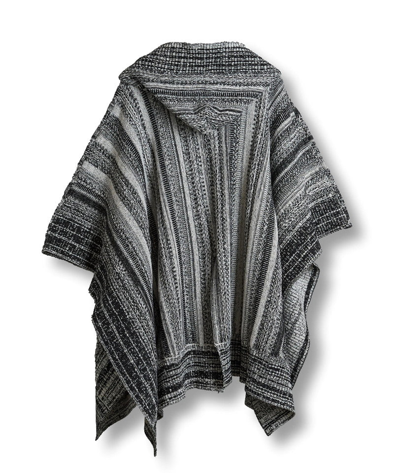 Hooded zip knit poncho