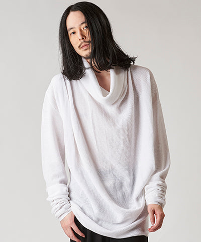 Off-the-shoulder drape knit PO