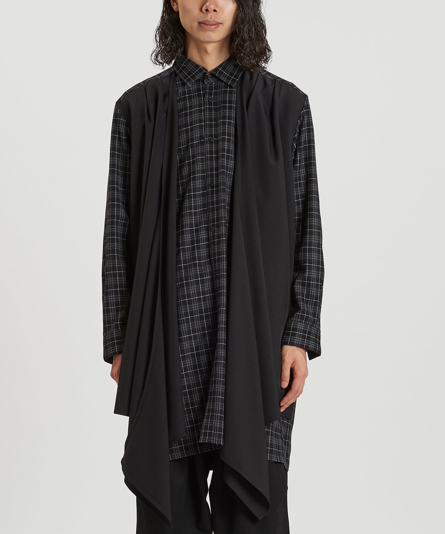 数回着用美品 17AW 定価46440円 NOIDノーアイディー ゴートスウェードレザー ラップサルエルトラウザーズ パンツ size 1 NO ID. STORE TOP
