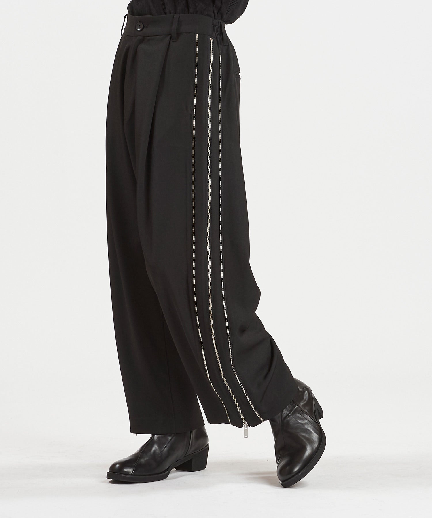 サイドZIPイージーワイドトラウザーズ