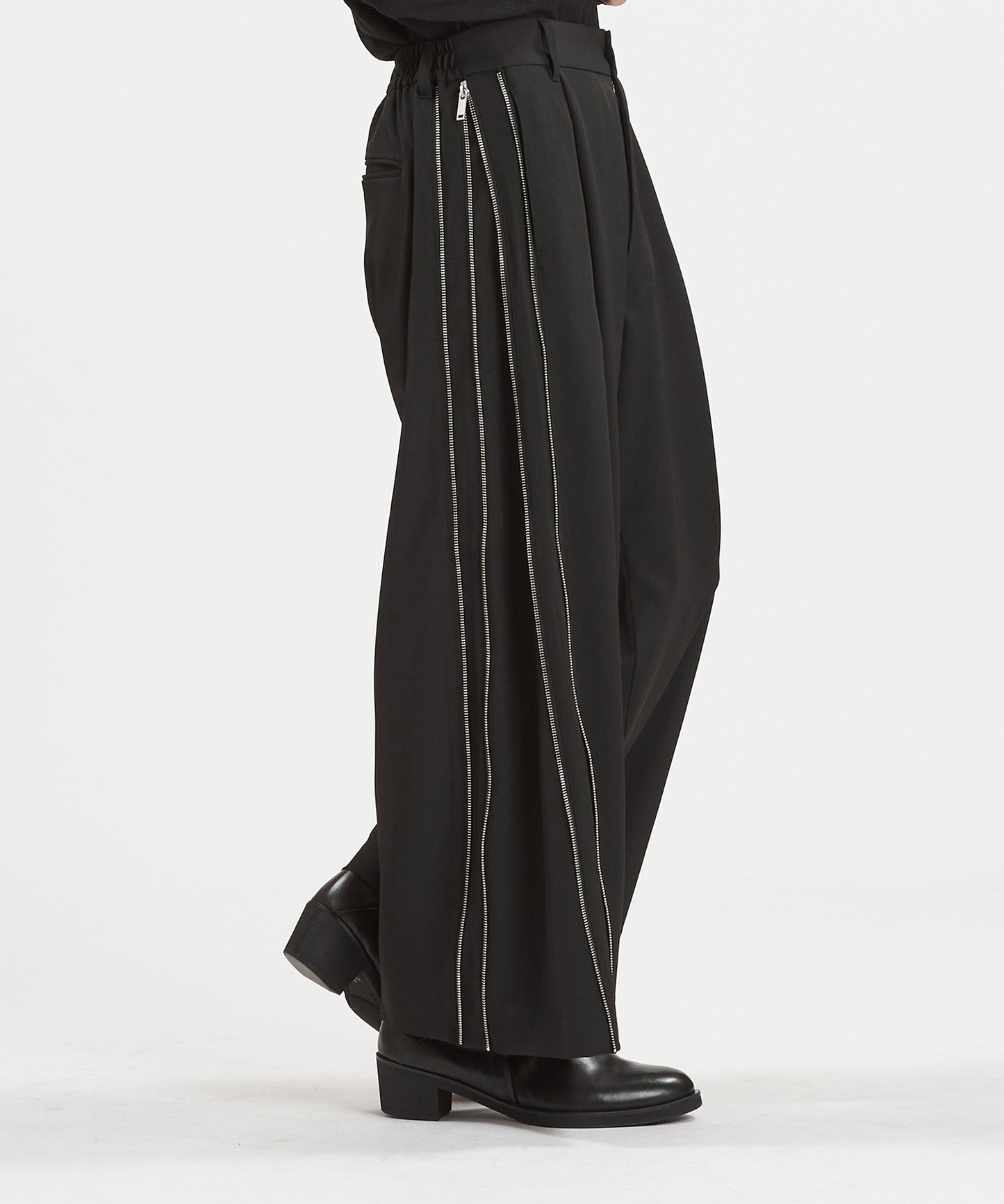 サイドZIPイージーワイドトラウザーズ