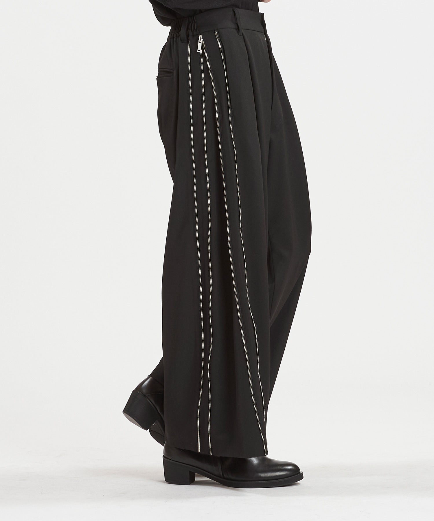 サイドZIPイージーワイドトラウザーズ